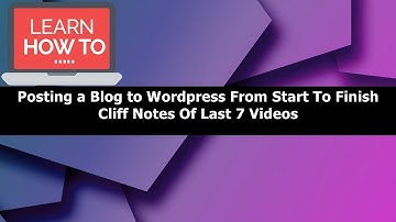 Posting A Blog To Wordpress From Start To Finish - Cliff Notes Of Last 7 Videos