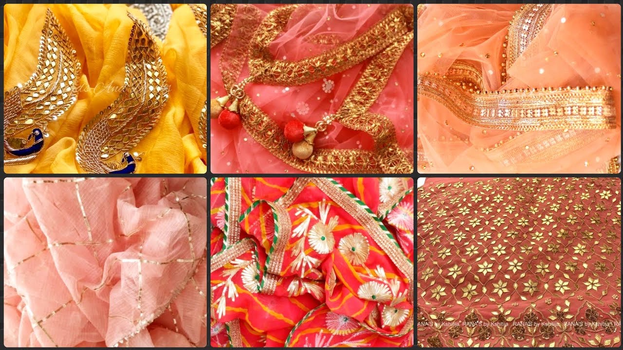 Sparkling Golden Net Dupatta With Glitter Coated motifs | Indian Dupatta/veil | wedding Net Dupatta