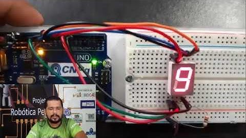 Circuito Ligando Visor Sete Segmentos usando Arduino e Ardublockly (programação em blocos).