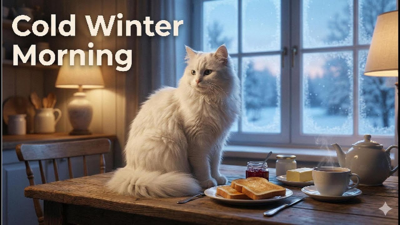 Cozy Winter Morning with AI Cat ☀️ | Toast & Calm Background Music