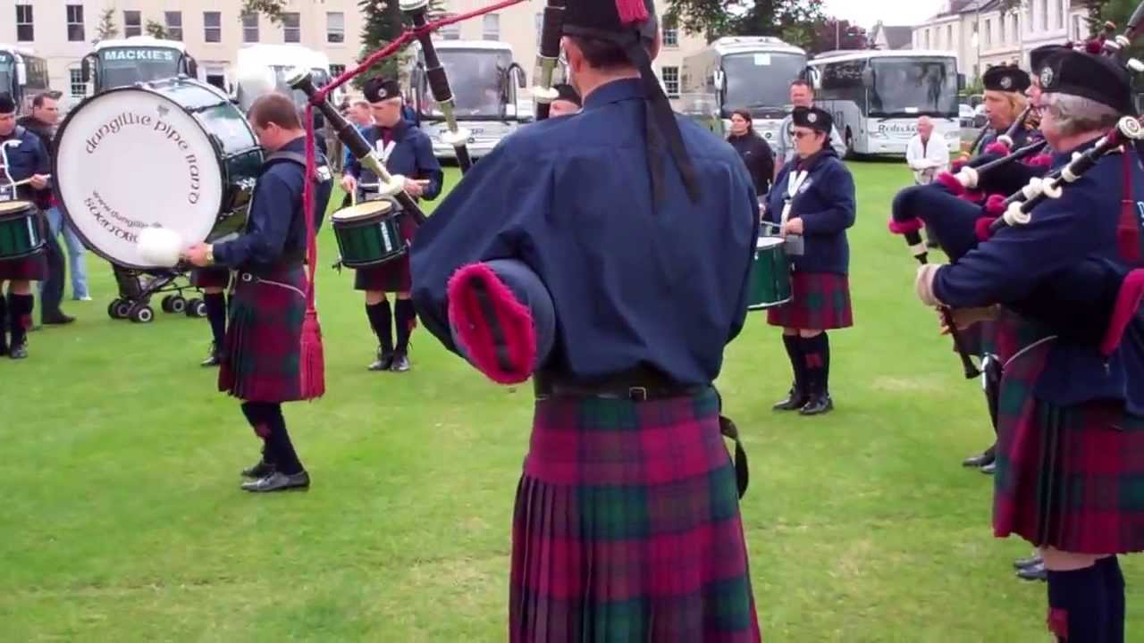 Dungillie Pipe Band Denmark Practicing At Highland Games Perth Scotland