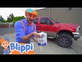 Blippi washes a truck  vehicles for kids  educationals for toddlers