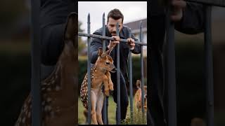 Saving a trapped baby deer from a metal fence 🦌✨