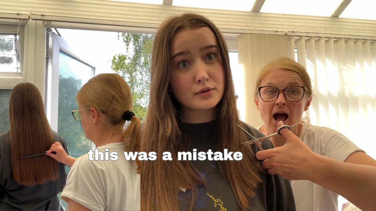 I think I regret this... MOM CUTS MY HAIR AT HOME 😳💇🏼‍♀️