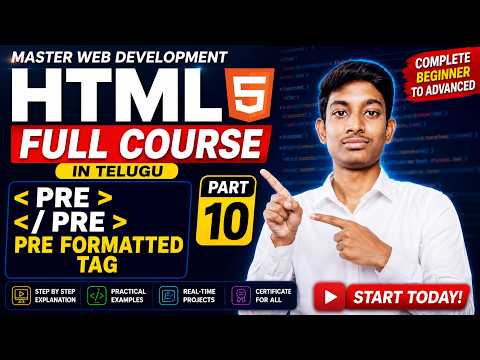 HTML Full Course in Telugu | Part 10 | Preformatted Tag (pre) Explained | HTML Tutorial for Begin...