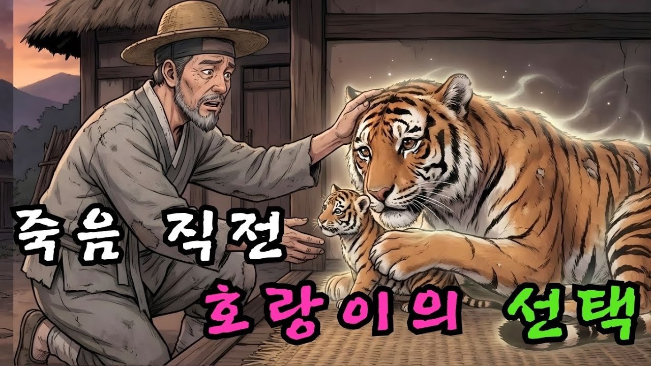 죽음을 앞둔 늙은 호랑이, 옛 은인인 나무꾼을 찾아와 갓 낳은 새끼를 맡기고 문지방에서 숨을 거두다 | 야담 | 민담  |  조선시대