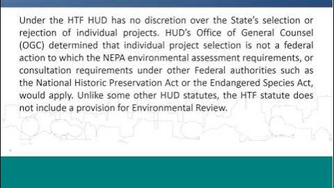 Requirements for HTF Environmental Provisions  - HTF combined with other HUD funds - 9/20/16