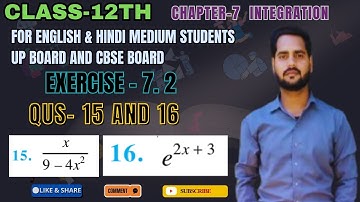  Class 12 Maths Chapter 7| Integration| Exercise 7.2 Q15 & Q16 | NCERT Solutions by unicorn classes 