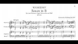 W. A. Mozart - CHURCH SONATA NO. 6 in B flat major, K.212 (With Score/Sheet Music)