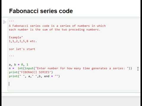 Fabonacci Series in Python using Jupyter Notebook