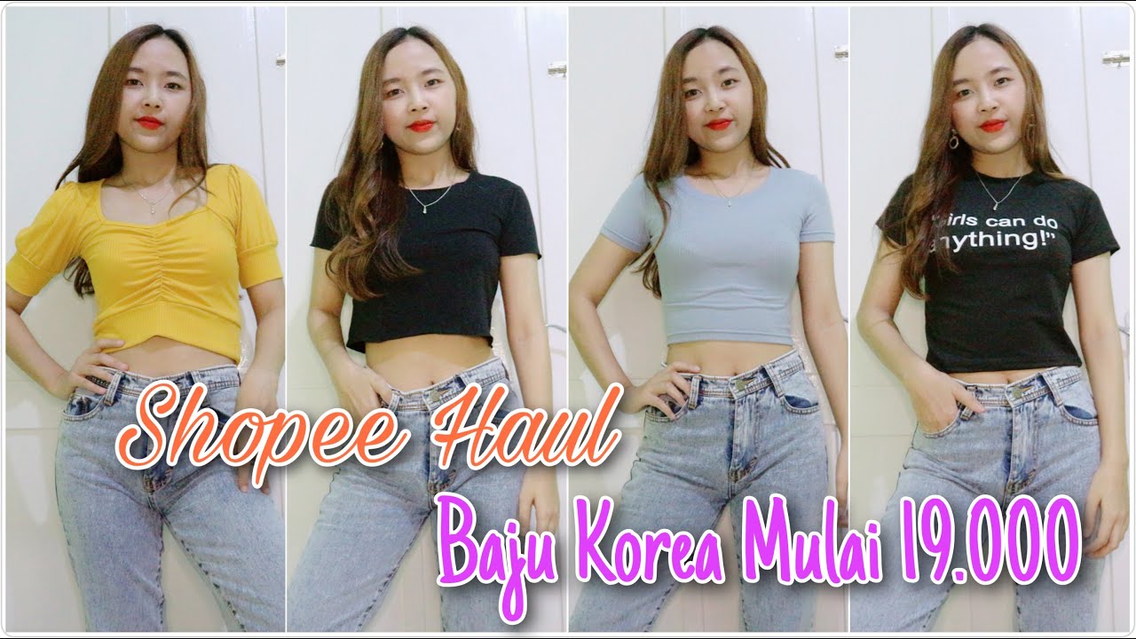 Haul Shopee  Baju  Korean Style Crop Top Harga  Mulai 19 000 