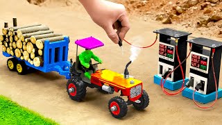 Diy tractor mini Bulldozer to making Petrol Pump Construction | Agriculture Machine science project