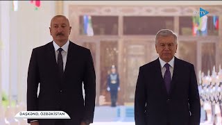 Azeri and Uzbek National Anthem | Aliyev's Welcoming Ceremony 