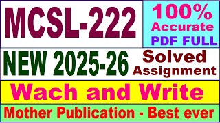 MCSL 222 solved assignment 2025-26 in English || mcsl 222 solved assignment 2026 || ignou mcsl222
