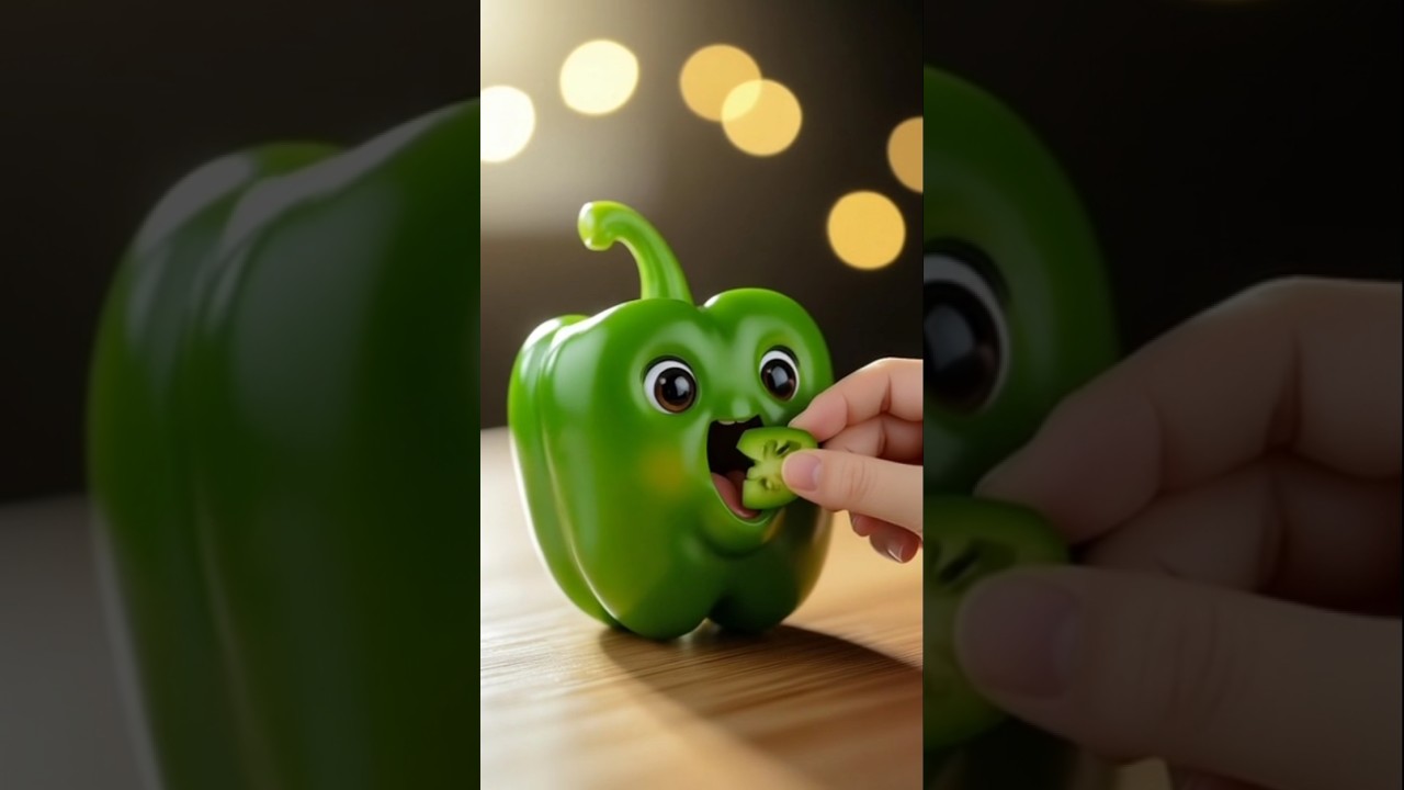 🫑 Baby Capsicum Chewing ASMR | Pixar Style Cute Veggie Moments 😍✨ 
