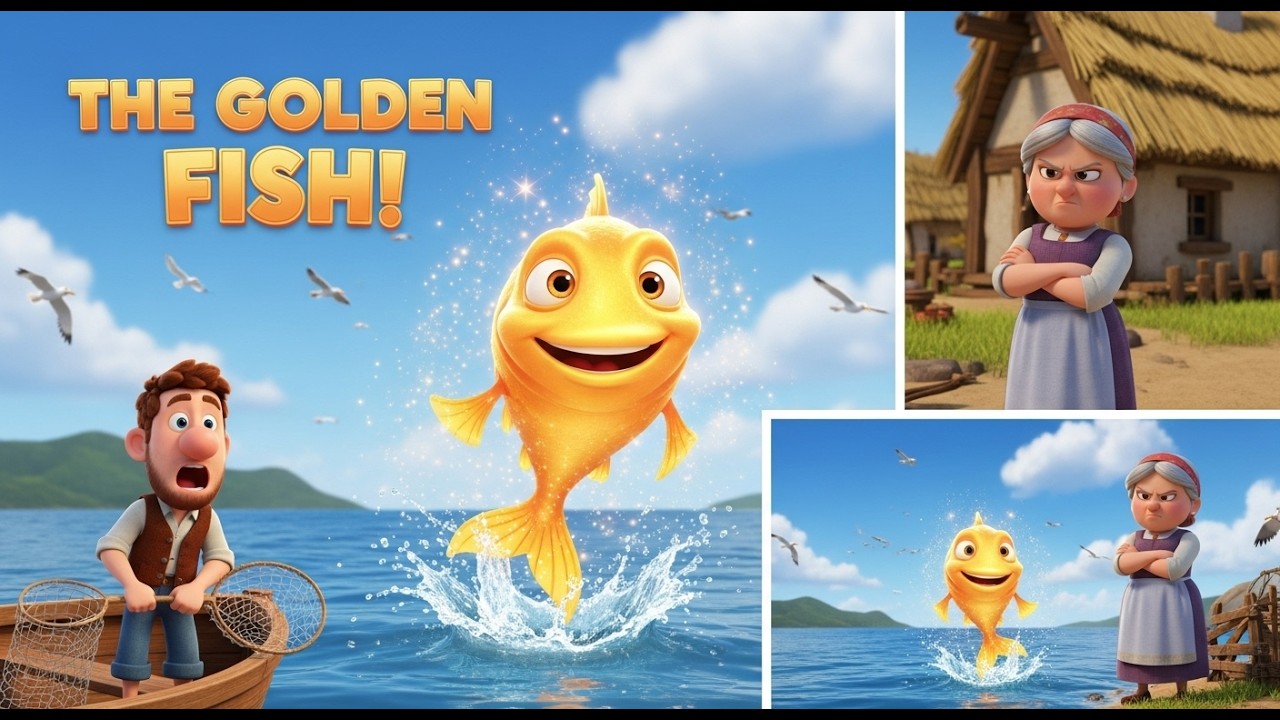 ✨The Golden Fish and the Greedy Wife 🐟🎣 | A Magical Fisherman Story for Kids | Bedtime Fairytale