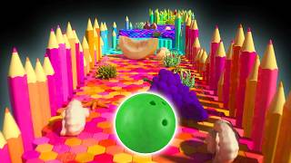 🌈🎳 Learn Colors Shapes Fruits With Kinetic Sand And Bowling Ball Space Adventure 🍎🔺✨