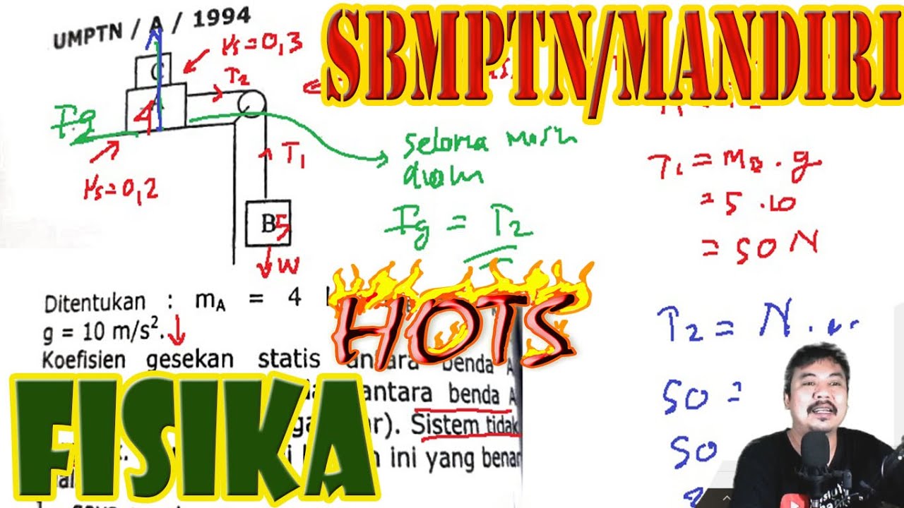 gaya gesek dan tegangan tali benda dengan katrol HOTS sbmptn fisika