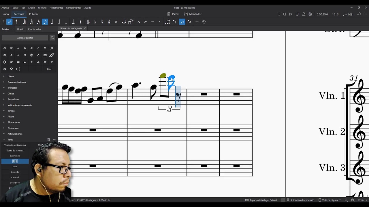Escribiendo musica - Malagueña