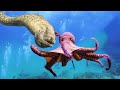 Amazing fierce battle between moray eel and octopus  dangerous hunting in deep sea