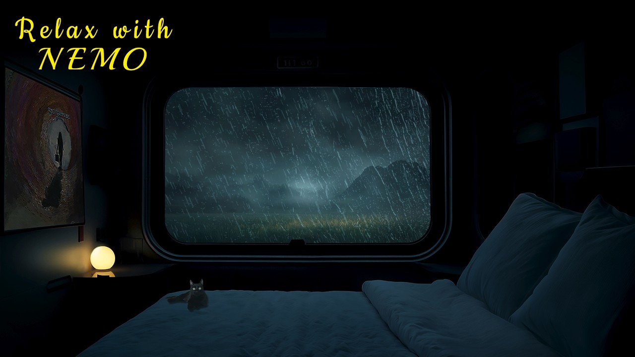 Rainy Night Train Journey 🚂 Dimly Lit Sleeper Train Ambience for Sleep / Relaxing Train & Rain Sound