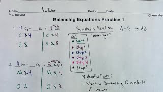 Balancing Equations Practice 1