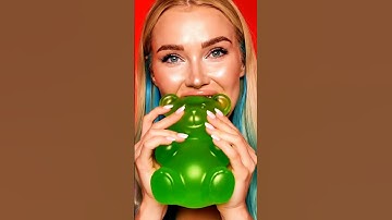 Biting the Biggest Gummy Teddy Bear 🐻🍬 | ASMR #food #asmr #shorts