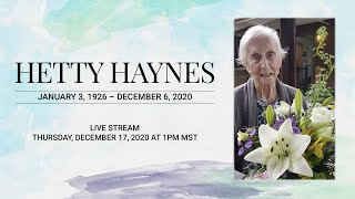 Hetty W Haynes Memorial Live Stream