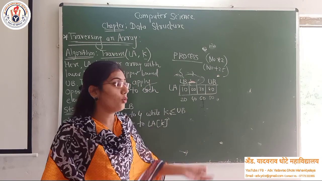 Traversing an Array in data structure - 12th Computer science - YouTube