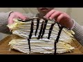 【咀嚼音/ASMR】ミルクレープ　チョコレートソースがけ。食べるだけ‼️Crepe cake gluttony 크레이프 케이크 대식