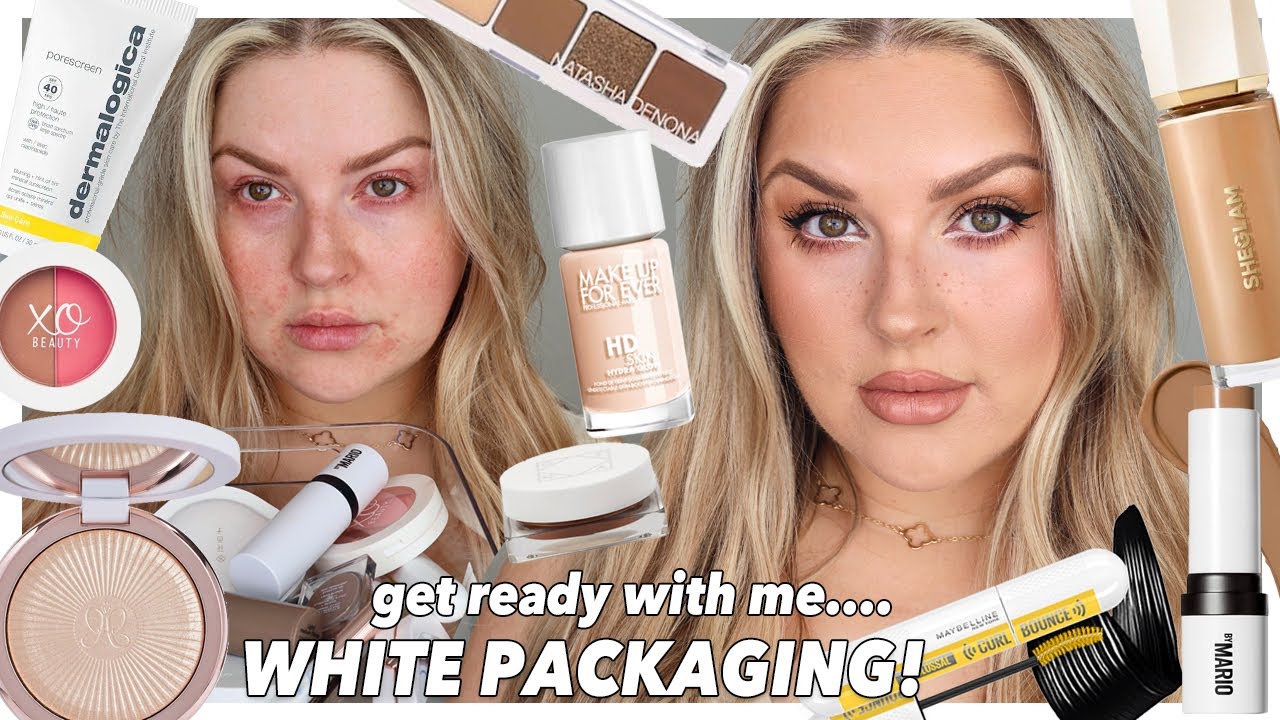 full face of WHITE products challenge 🤍 GRWM (packaging challenge)