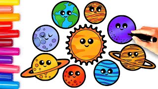 Drawing and Coloring Planets Easy Draw Solar System Learn Names Planets in the Solar System
