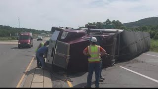 Tractor trailer rollover crash in Centre County