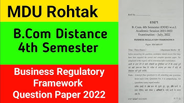 MDU B.com Distance 4th Semester Question Paper  || Mdu Distanc Question Paper | B.Com Question Paper