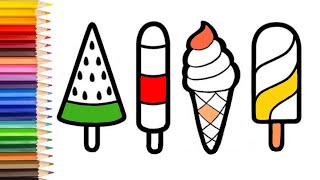 How To Draw Ice Cream with Colors