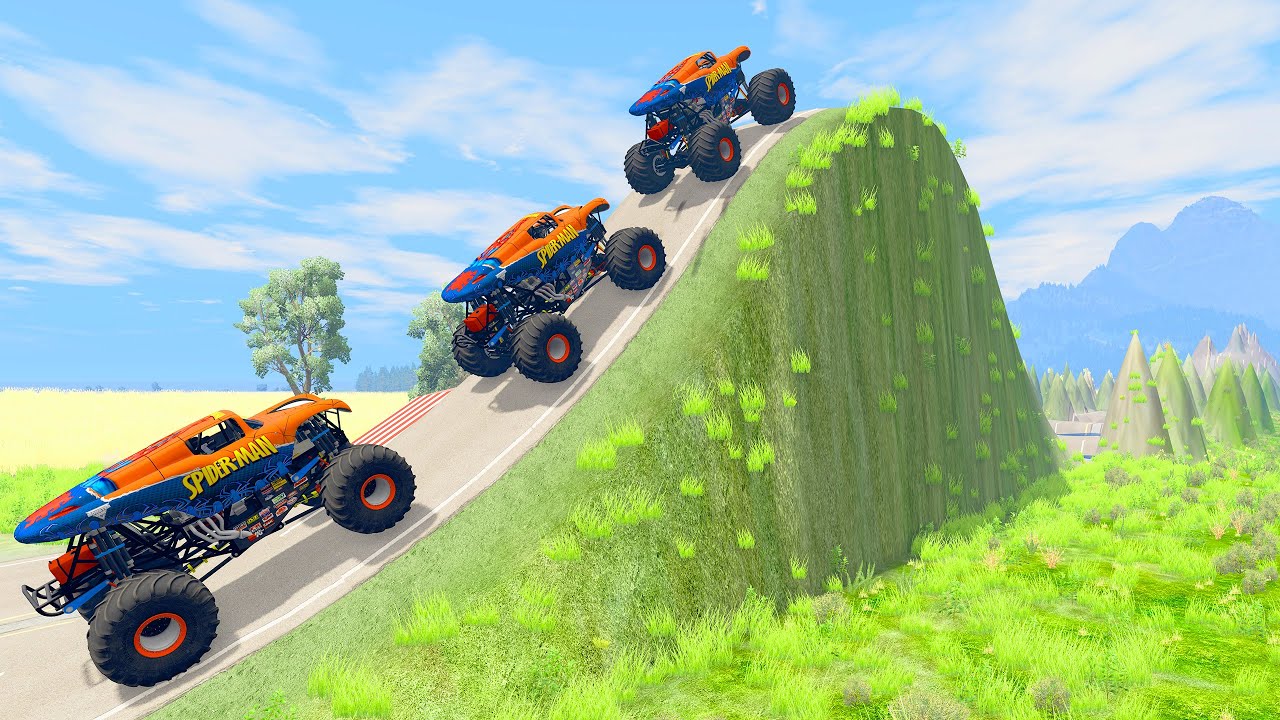 HT Gameplay Crash # 51 | Monster Trucks vs Giant Bulge - Cars and Trucks Truck vs Speed Bumps