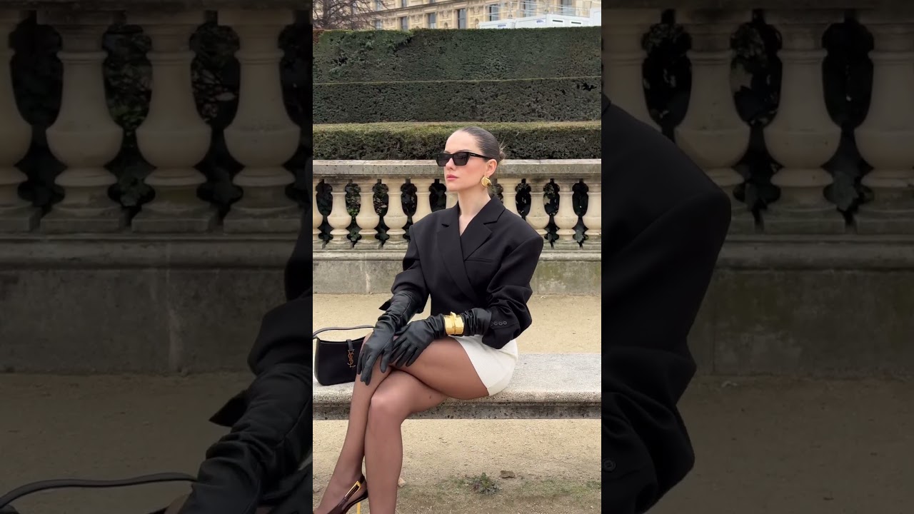 Long leather gloves - Black gloves 