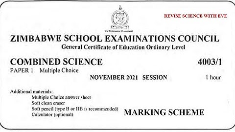 ZIMSEC November 2021, Combined Science Paper 1 marking scheme
