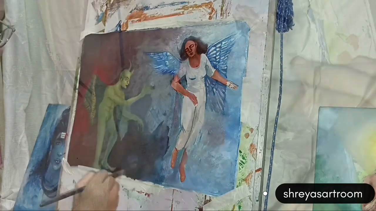 Angel and Devil painting -guess the meaning ✨️ 👀