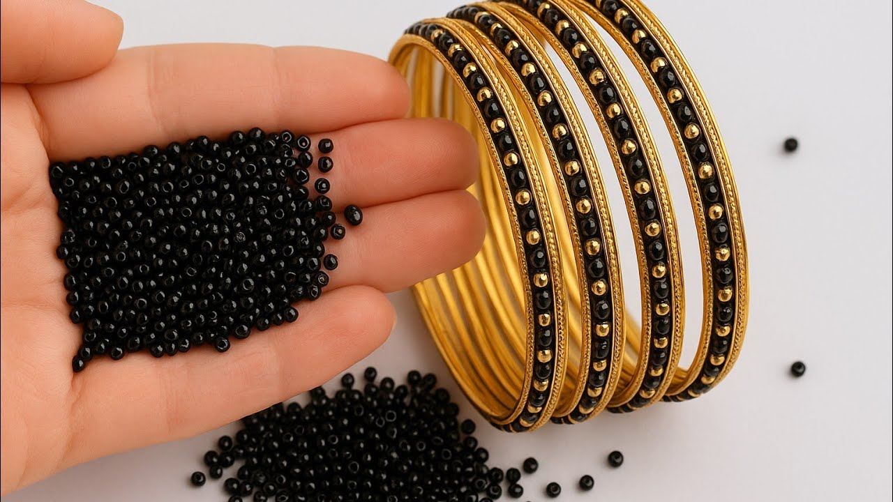 Красивые чёрные браслеты | Чёрные бусины | Изготовление