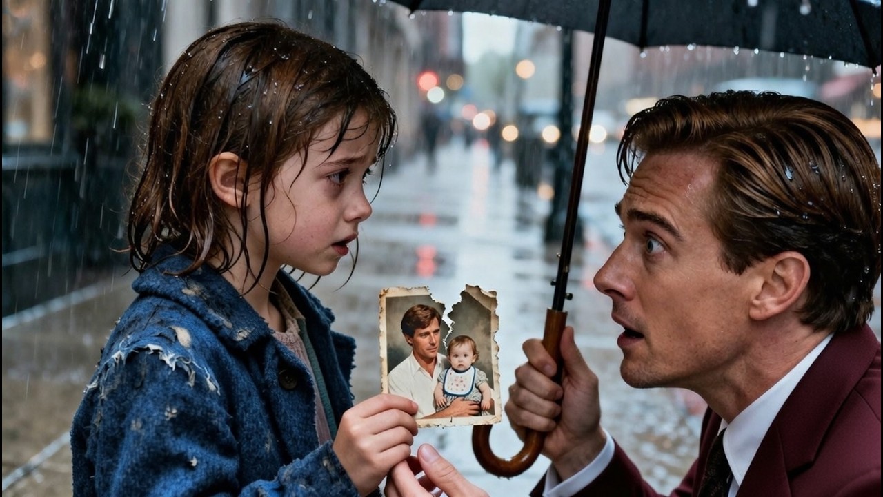 فتاة مشردة تُري ملياردير صورة ممزقة تحت المطر - ردة فعله تُبكيه بشدة...