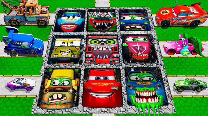 Pixar Cars Lightning McQueen vs Giant Pit Traps! Can Cars Survive Crazy Challenges? | BeamNG Drive