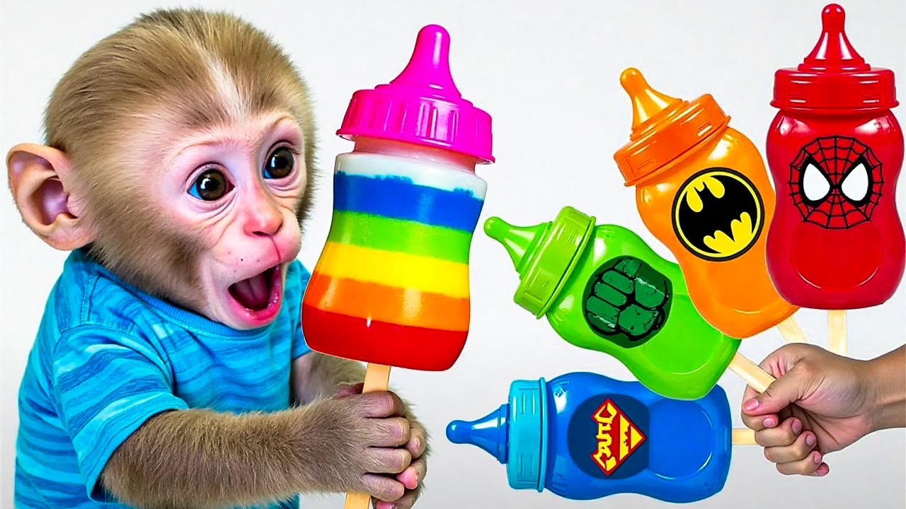 Bebé Mono BiBi Descubre Biberones de Superhéroes Súper Coloridos y Sorprendentes- MONO BIBI ESP