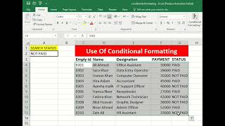 Use of Conditional Formatting