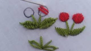 Hand embroidery : Cherry fruit stitch.