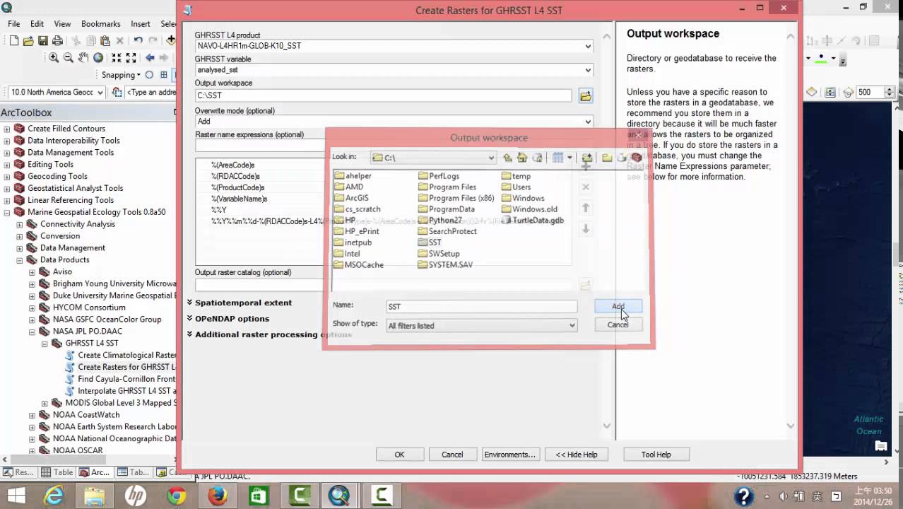 How to download the SST data by the Marine Geospatial Ecology Tool