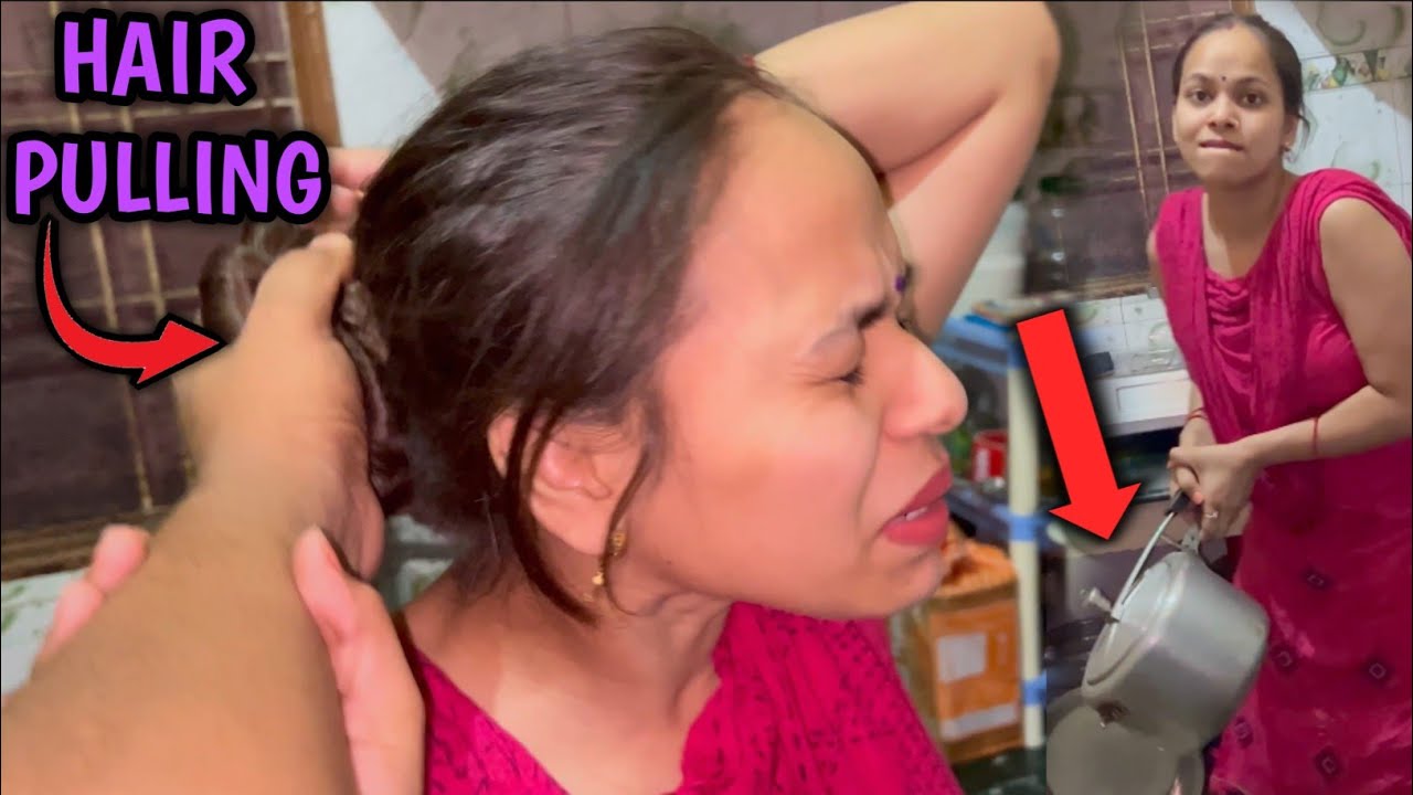 Hair Pulling Prank On Wife || Hilarious Reaction 😂 || Prank 2023 || Govind Kajal Dhiman Vlogs