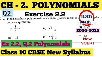Class 10 Maths Ex 2.2 Q2 CBSE New syllabus Ncert | Polynomials class 10 exercise 2.2 Question 2 full