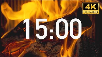 15 Minute Timer 🔥 Fireplace (Ultra HD 4K) with Cozy Fireplace Sounds
