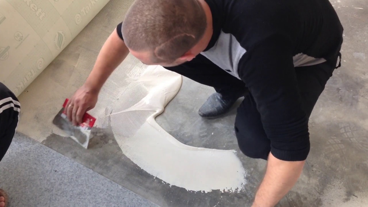 Правильная укладка коммерческого линолеума - YouTube